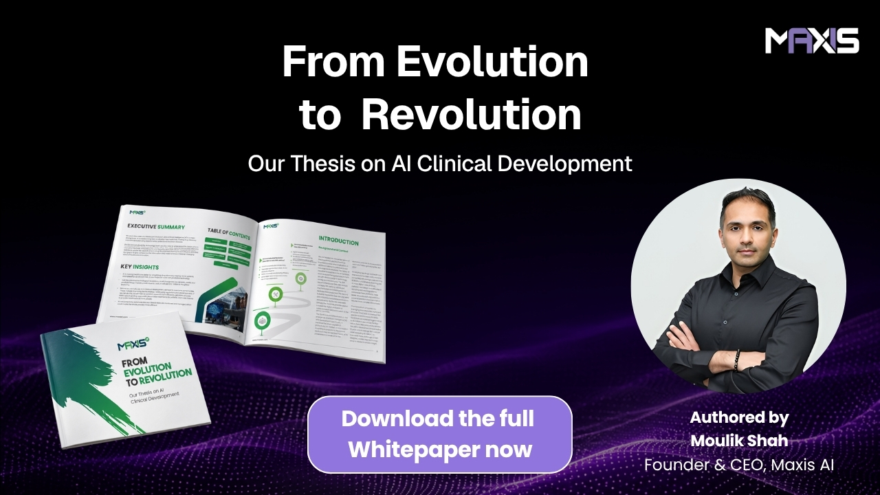 From Evolution to Revolution AI clinical development whitepaper, open-page preview, and author Moulik Shah